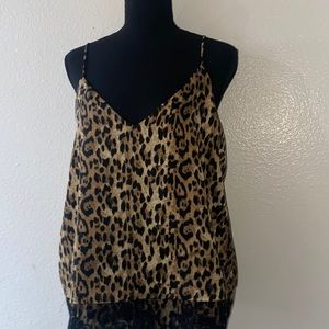 Zara, leopard print with black lace silk cami, size large